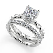 Lily Twisted Rope Solitaire Princess Cut Diamond Engagement Ring - Nivetta